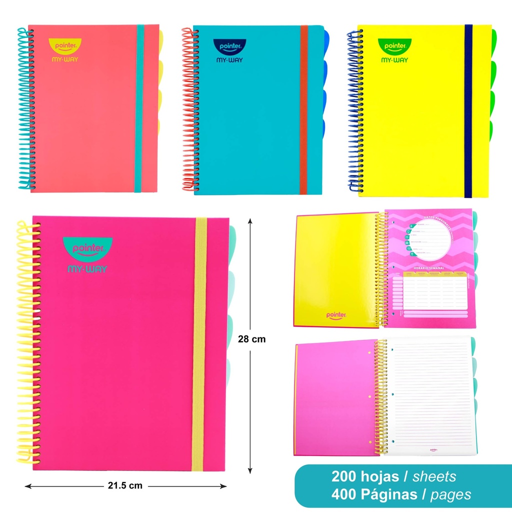 LIBRETA ESPIRAL 5 MATERIAS x200 HOJAS