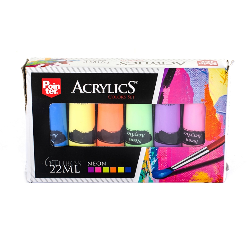 PINTURA ACRILICA NEON 22ml x6UND