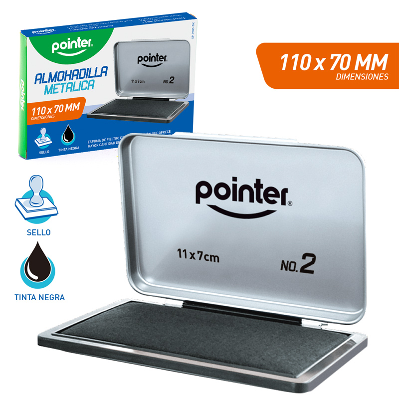 ALMOHADILLA PARA SELLO METALICA 11 X 7CM TINTA NEGRA