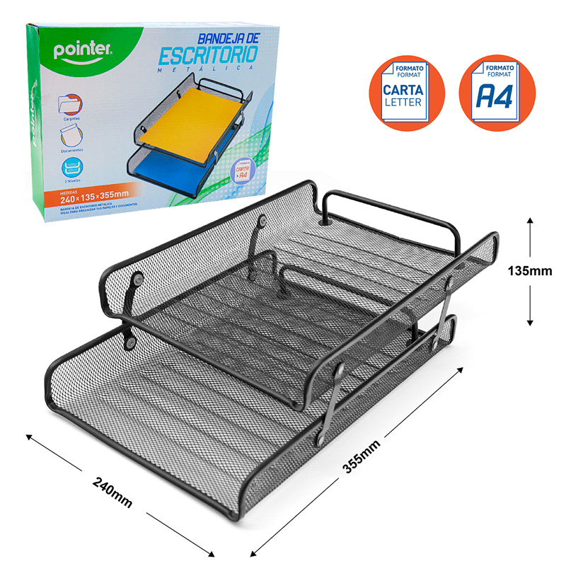 BANDEJA PLASTICA DE ESCRITORIO - 2 NIVELES