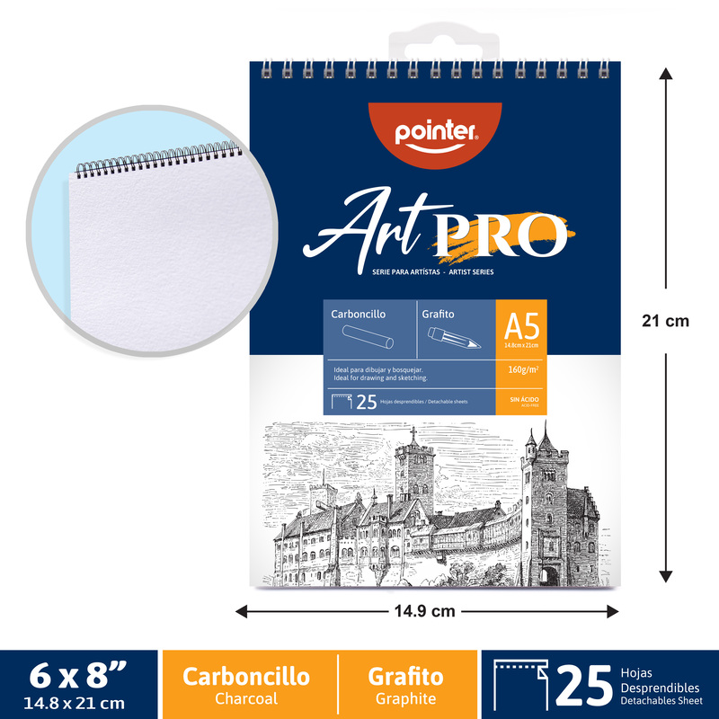 BLOCK ART PRO A5 x20 HOJAS - PARA TIZA Y LAPIZ DE CARBON
