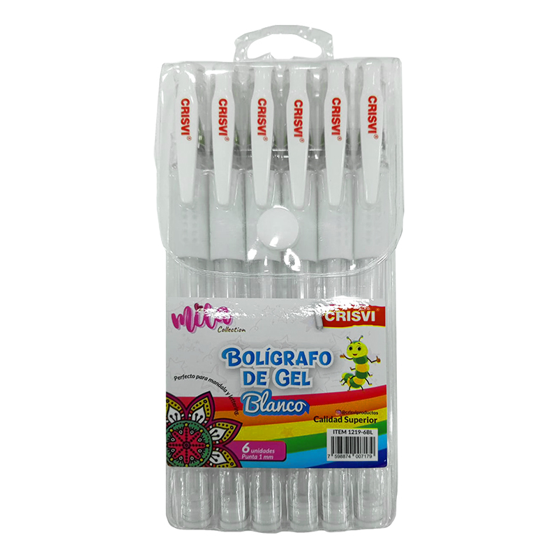 BOLIGRAFO DE GEL BLANCO X6