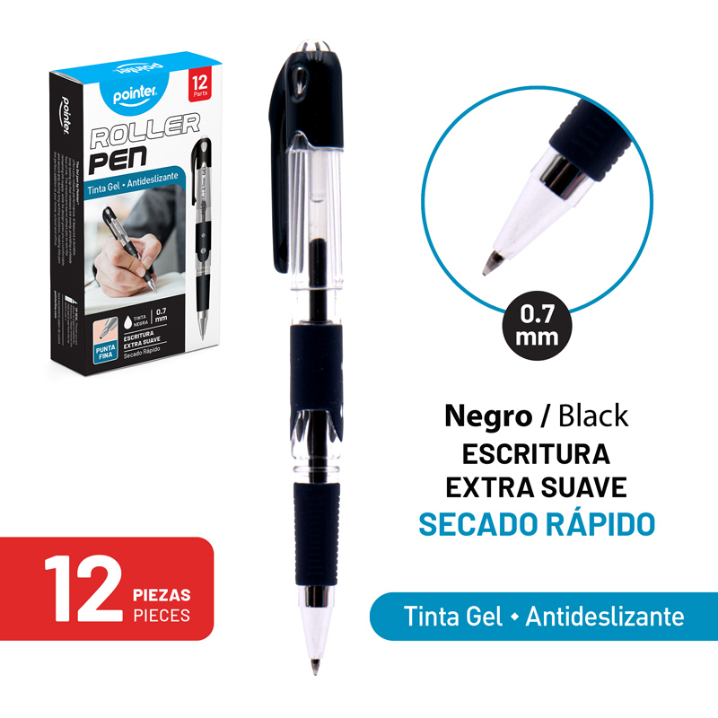 BOLIGRAFO GEL NEGRO - ROLLER PEN 0.7MM