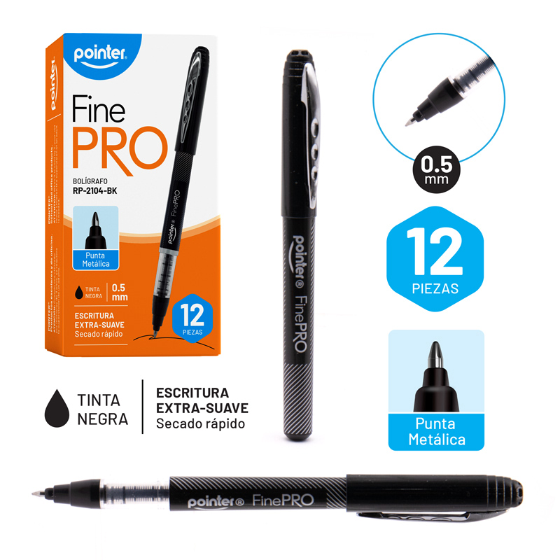 BOLIGRAFO FINE PRO 0.5MM (NEGRO) X1