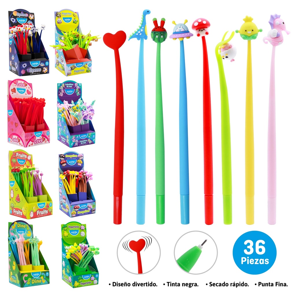 BOLIGRAFO DE GEL NEGRO x1PZS (FIGURAS)