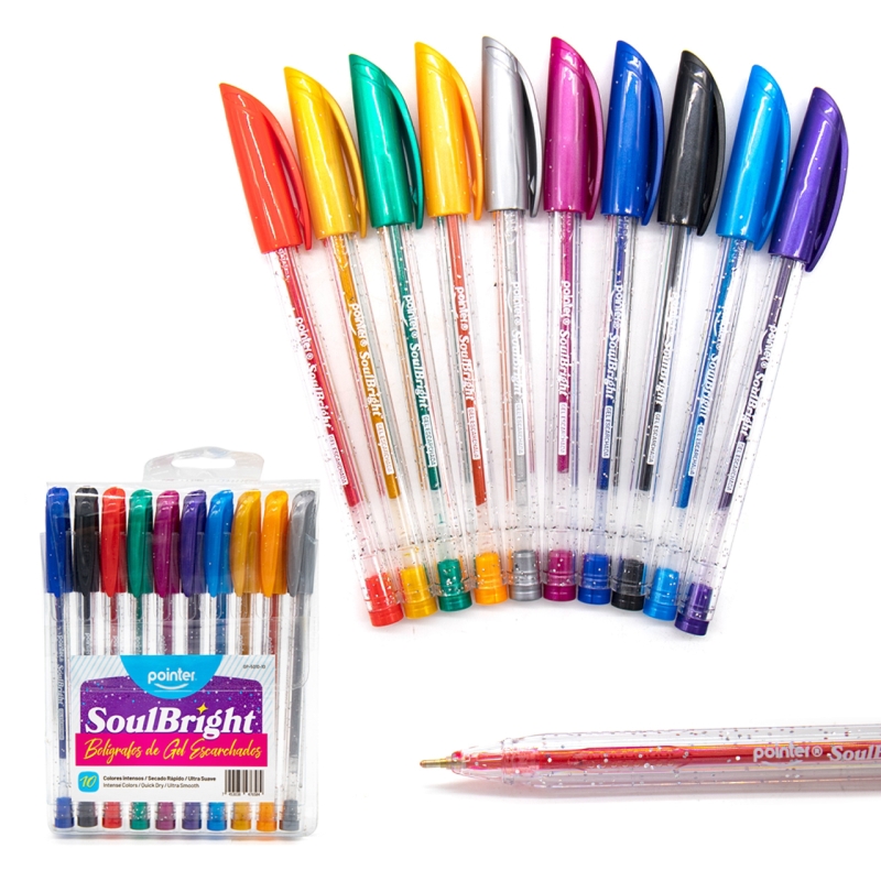BOLIGRAFOS DE GEL ESCARCHADOS X10