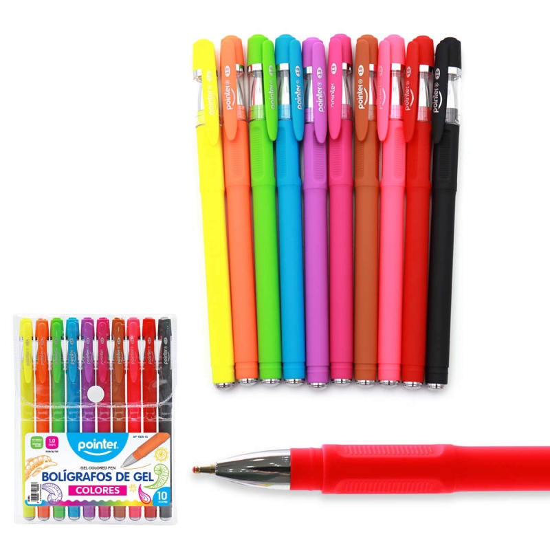 BOLIGRAFOS DE GEL 1.0MM x10 COLORES