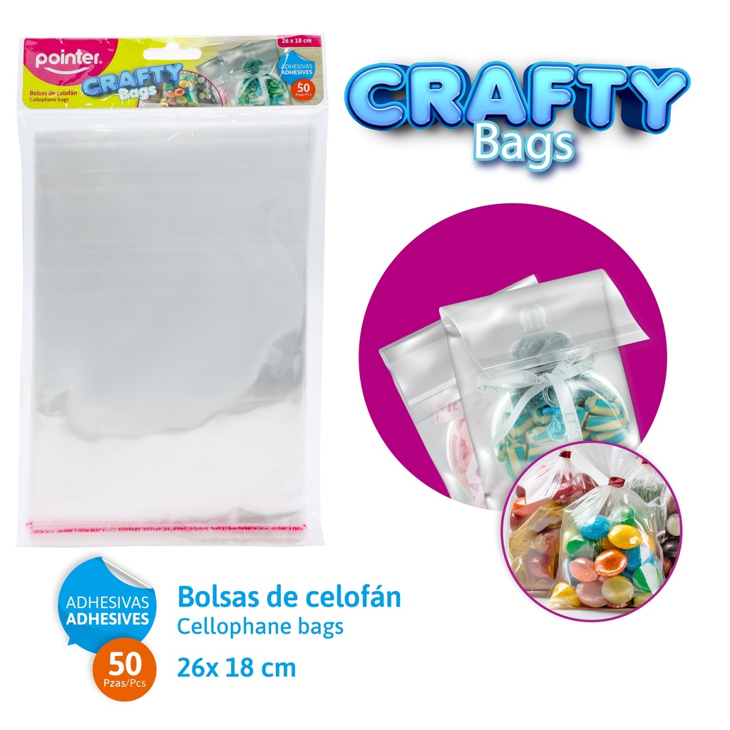BOLSAS DE CELOFAN ADHESIVAS 26X18CM