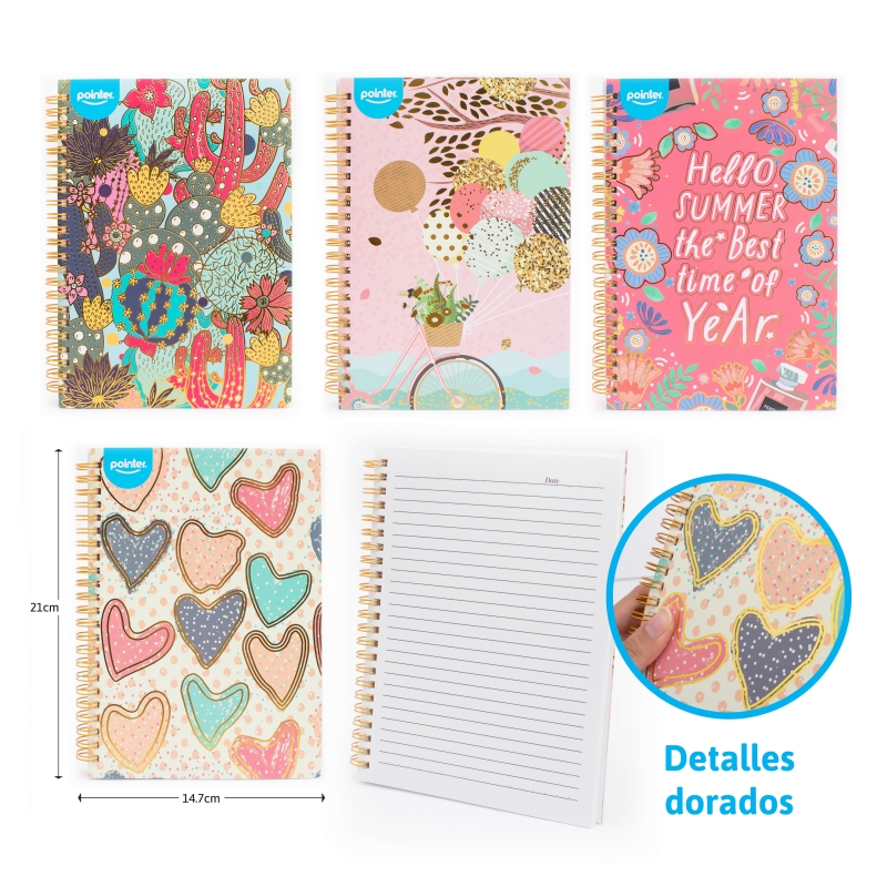 LIBRETA ESPIRAL A5 JUVENIL - x100 HOJAS BLANCAS