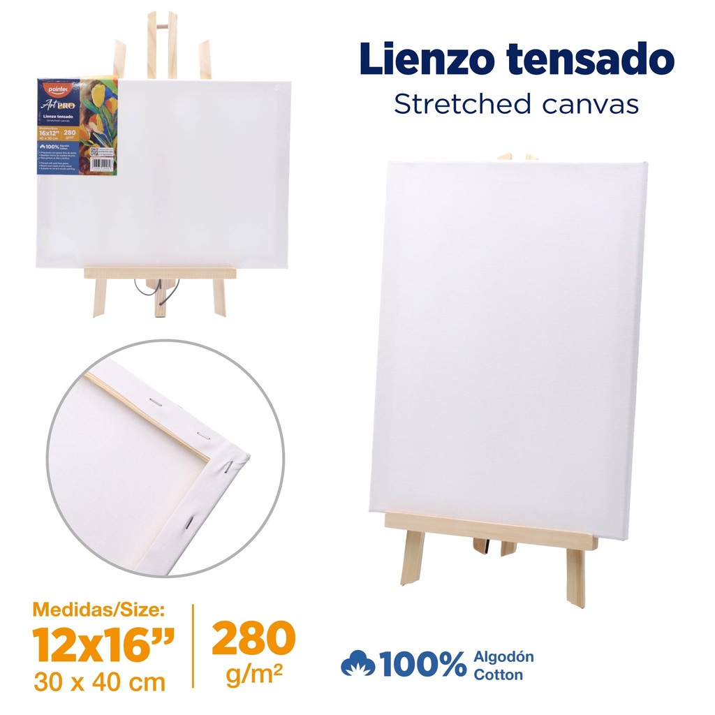 CABALLETE Y LIENZO BLANCO 30X40 cm
