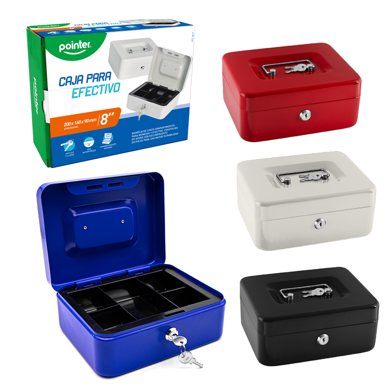 CAJA METALICA DE SEGURIDAD PARA EFECTIVO - 8" / 20x16x9Cm