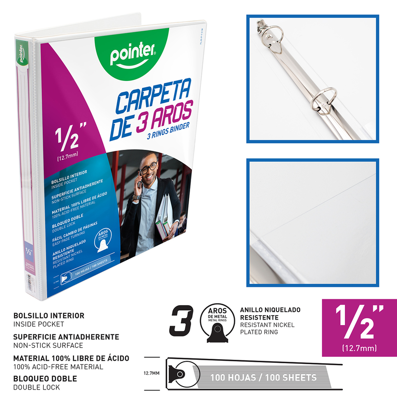 CARPETA BLANCA 3 AROS 1/2"