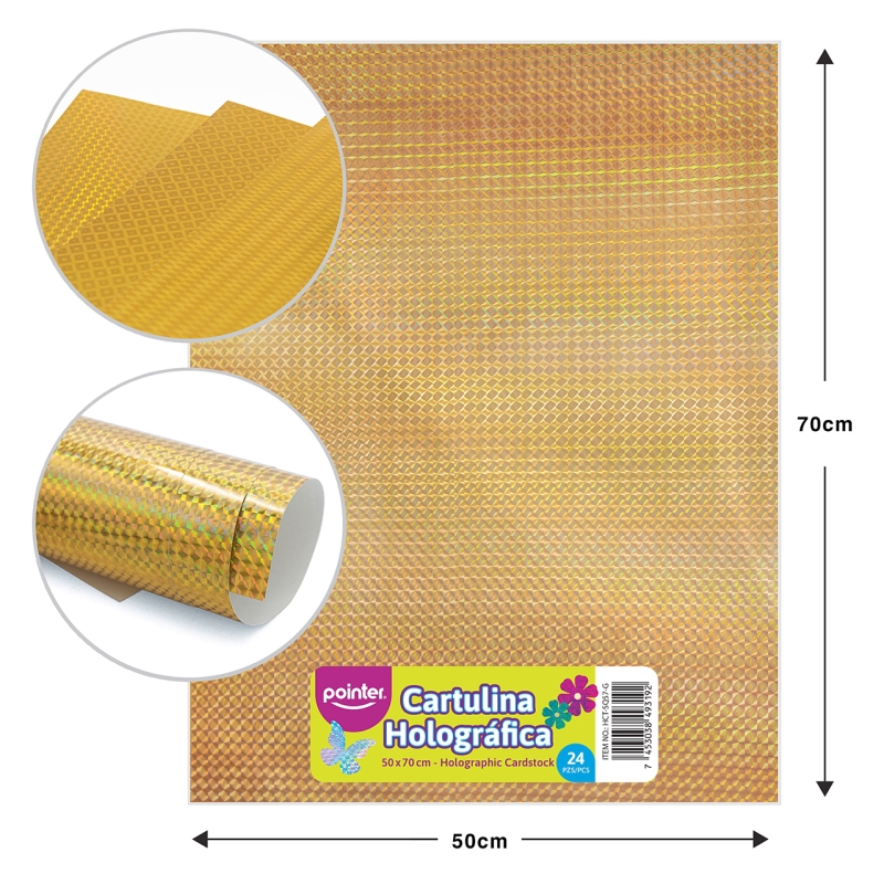 CARTULINA HOLOGRAFICA DORADA - ROMBOS (50x70CM)