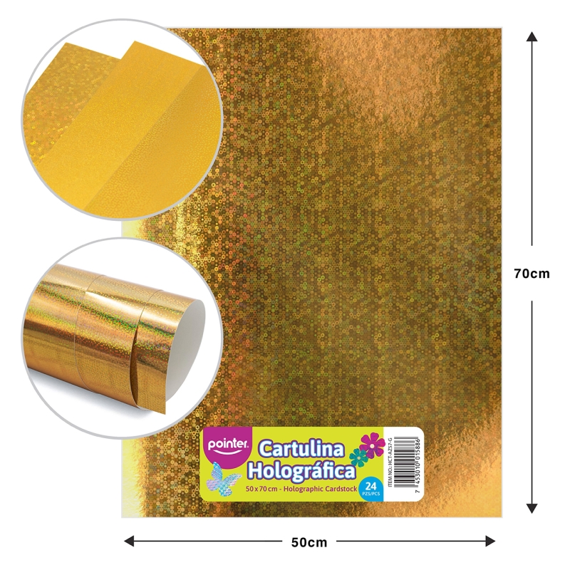CARTULINA METALIZADA HOLOGRAFICA DORADO PUNTOS