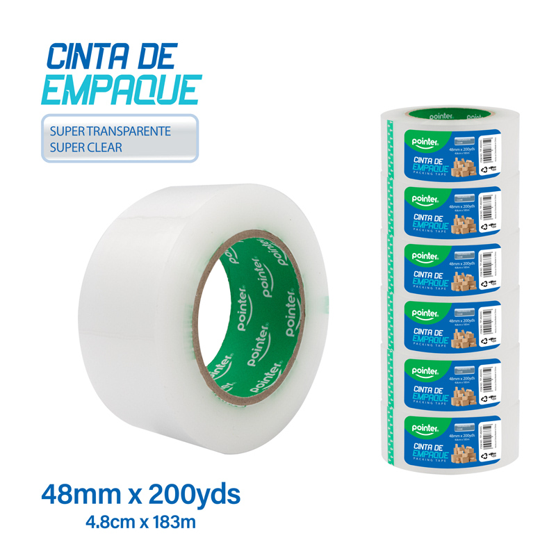 CINTA ADHESIVA DE EMPAQUE (TRANSPARENTE) - 4,8Cm x 183Mts