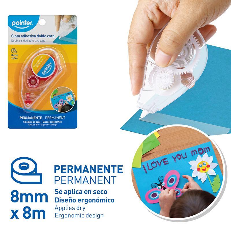 CINTA ADHESIVA DOBLE CARA (GOMA) 8mm x 8m