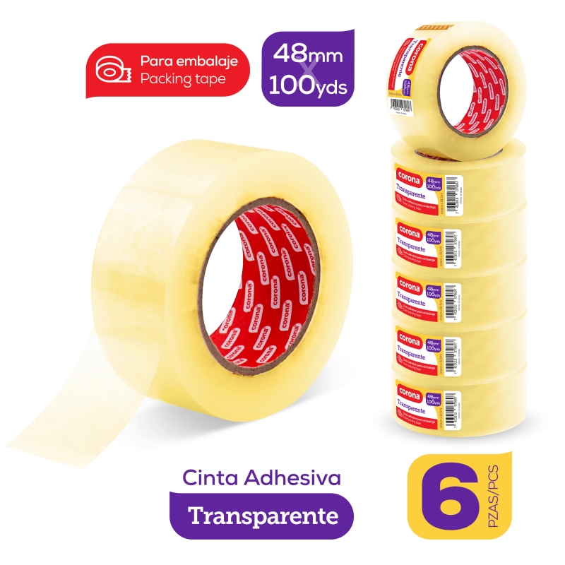 CINTA ADHESIVA PARA EMBALAJE 100 yds x 6 PZAS.