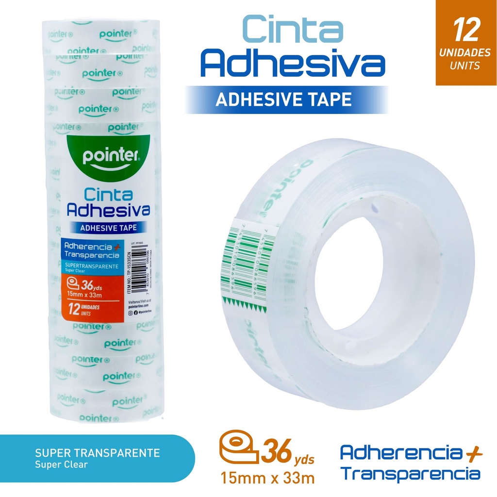 CINTA ADHESIVA TRANSPARENTE - 1,5Cm x 33Mts
