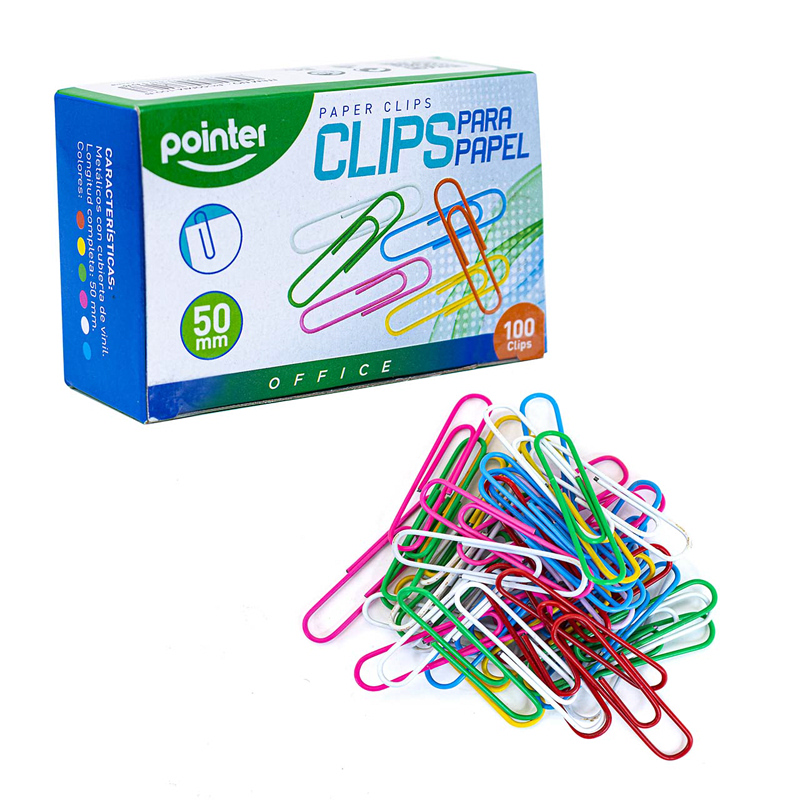 CLIPS DE COLORES 50MM x100PZAS