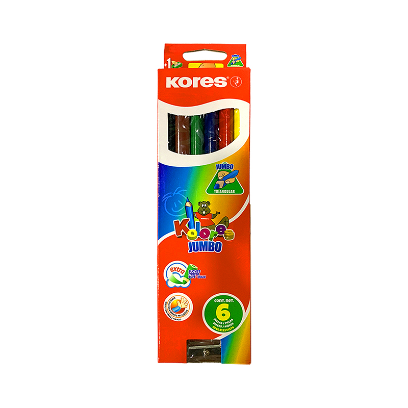 COLORES JUMBO x6PZS+SACAPUNTAS 