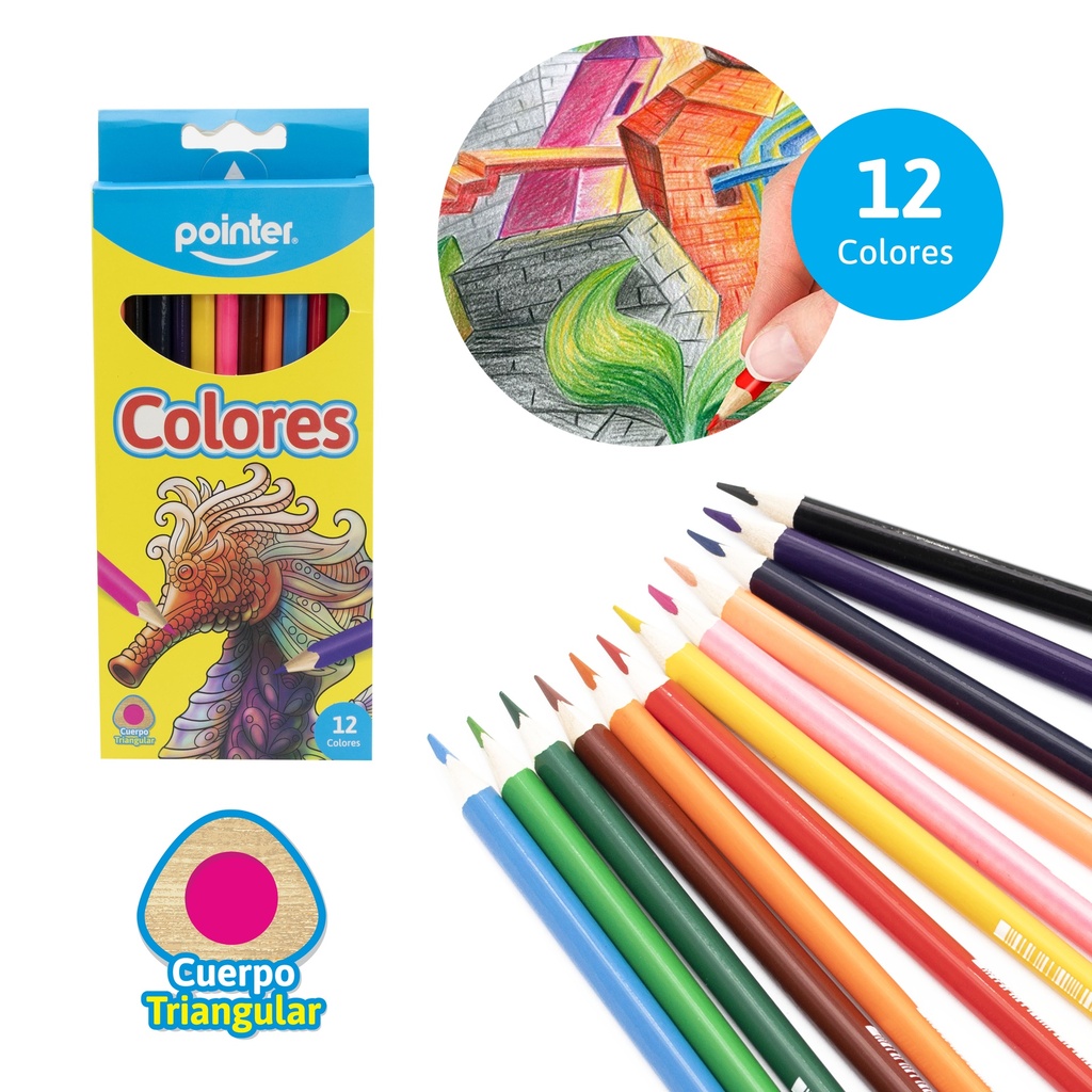COLORES POINTER X12 (TRIANGULAR)