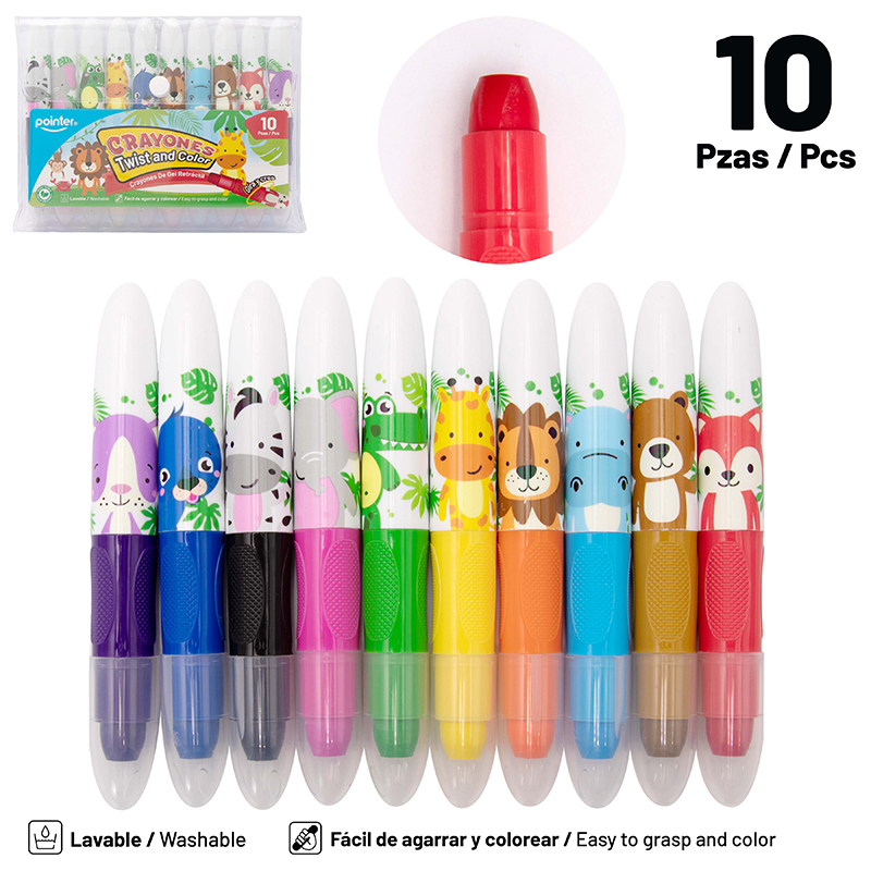 CRAYON DE GEL RETRACTIL x 10