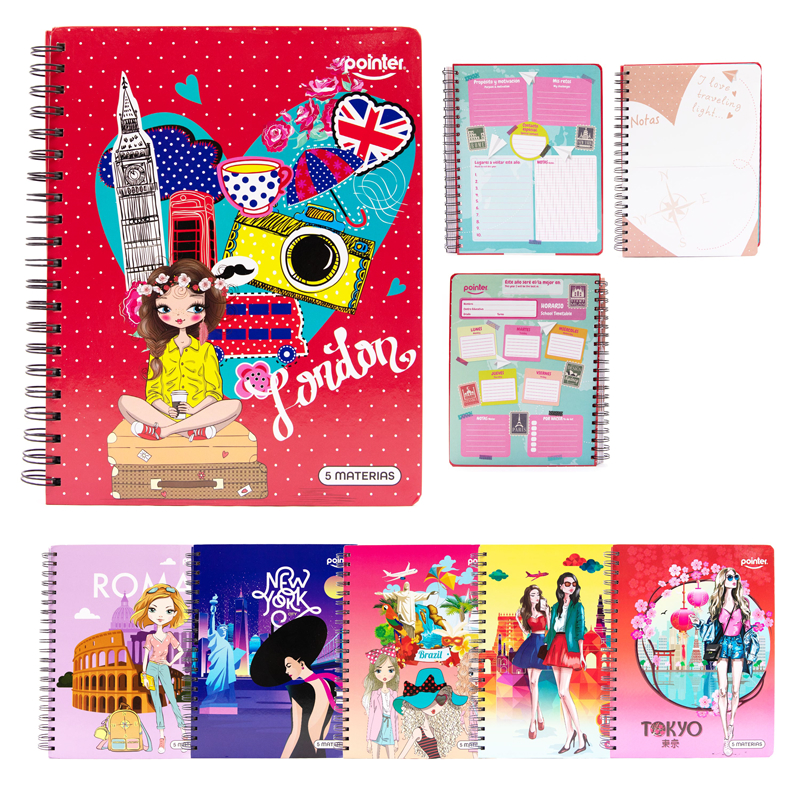 LIBRETA ESPIRAL 5 MATERIAS x165 HOJAS
