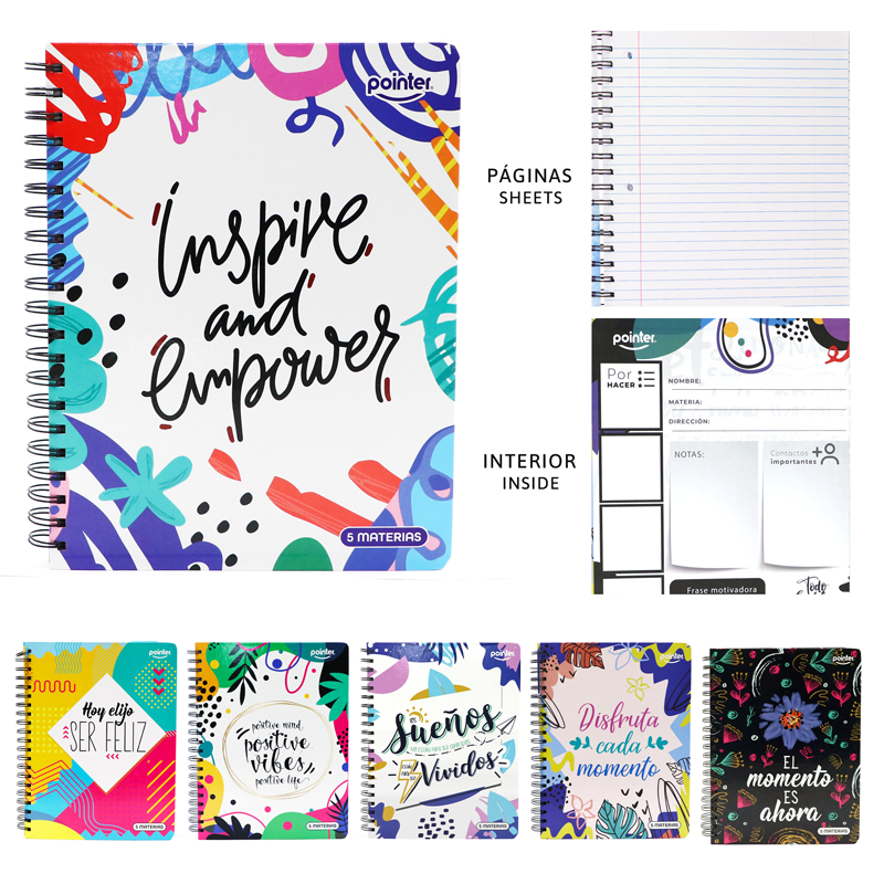 LIBRETA 5 MATERIAS x165 HOJAS