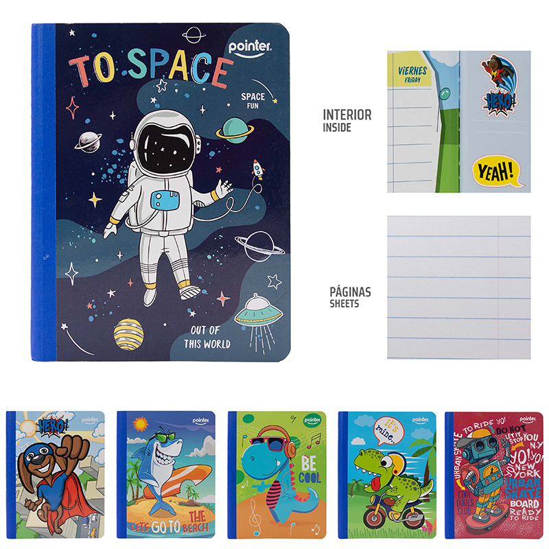 CUADERNO COSIDO RAYA ANCHA (STICKERS)