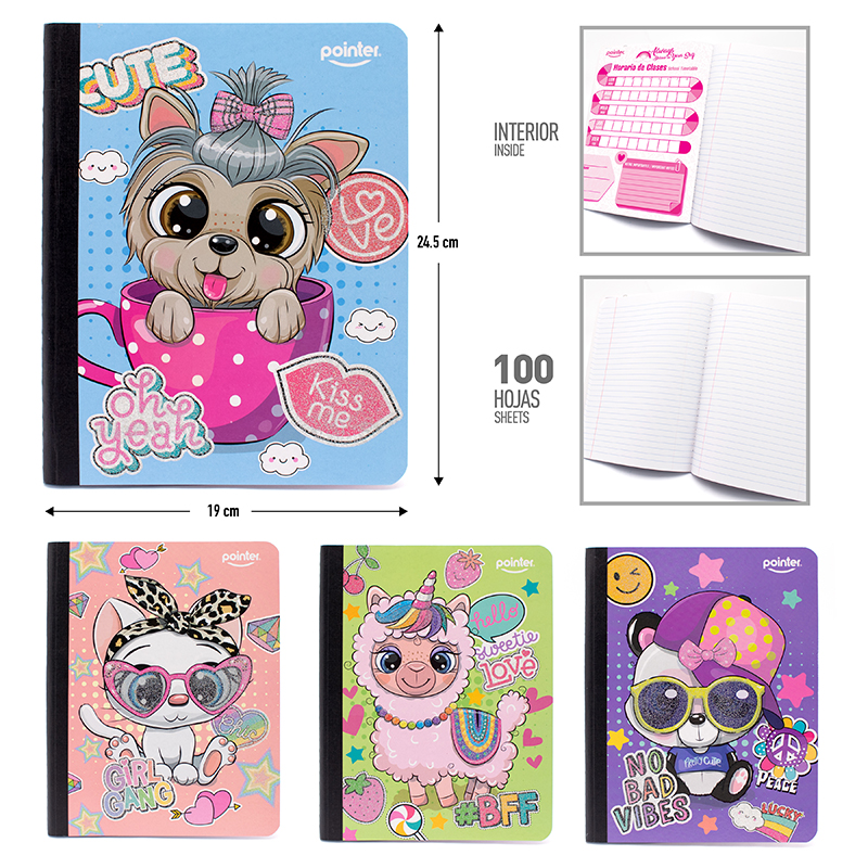 CUADERNO RAYA ANCHA (INFANTIL) GLITTER