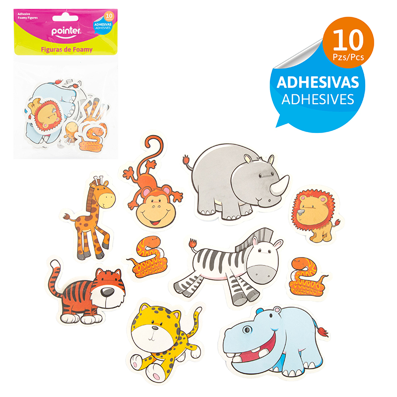 FIGURAS DE FOAMY ADHESIVAS x 10 PZAS. (ANIMALES)