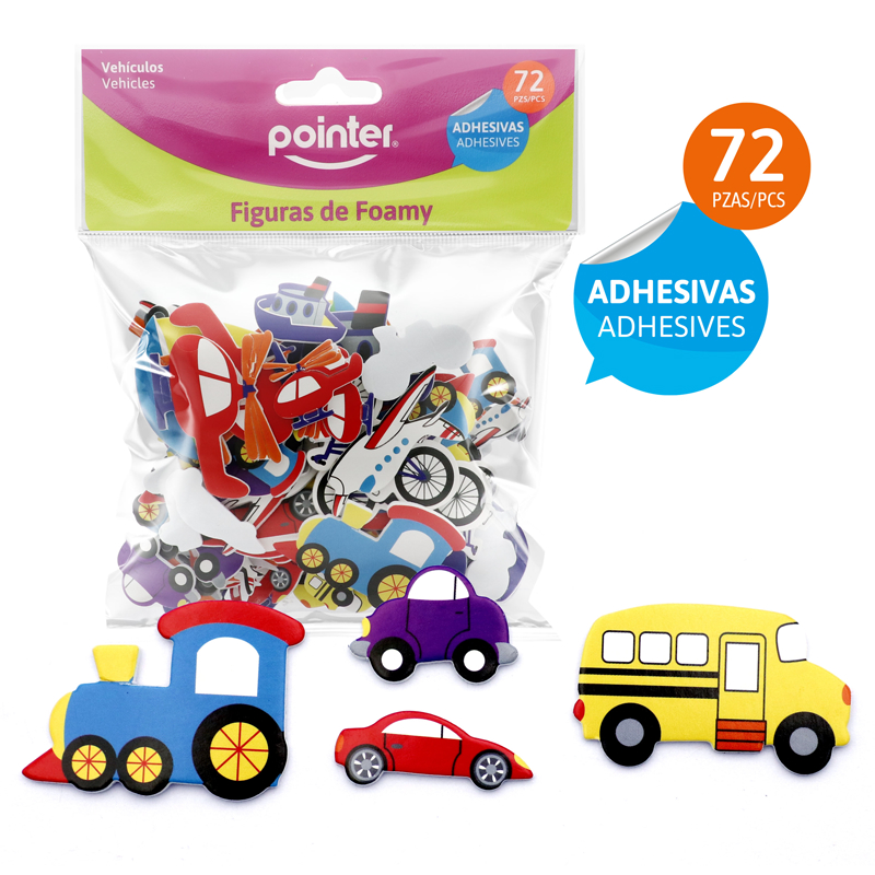 FIGURAS DE FOAMY ADHESIVAS x 72 PZAS. (VEHICULOS)