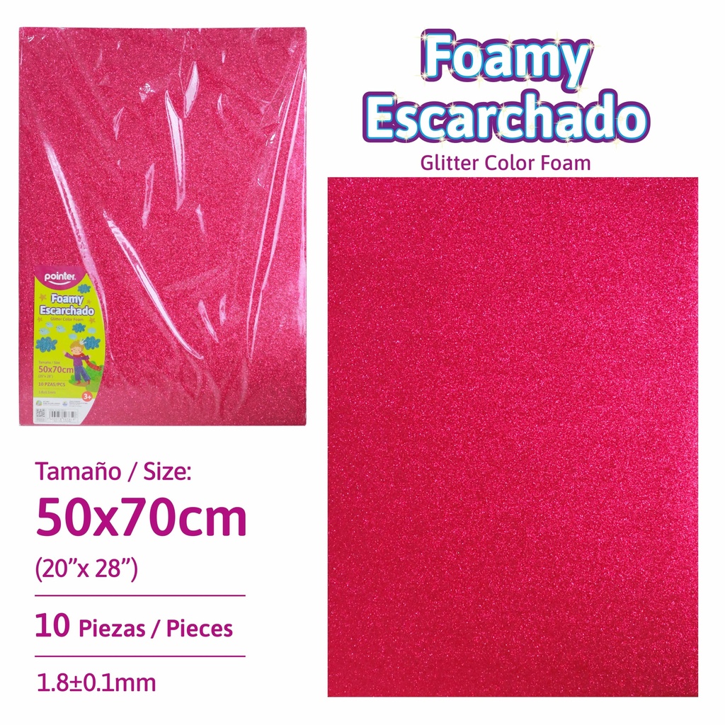 FOAMI ESCARCHADO FUCSIA LAMINA (50X70CM) 