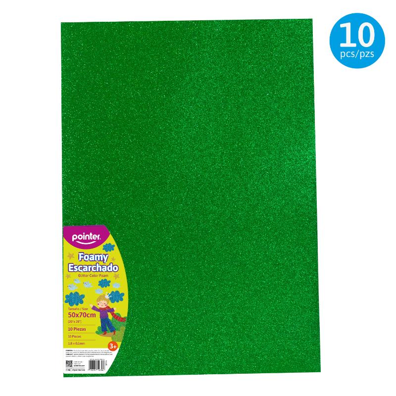FOAMI ESCARCHADO VERDE NAVIDAD MEDIANO (50X70CM)