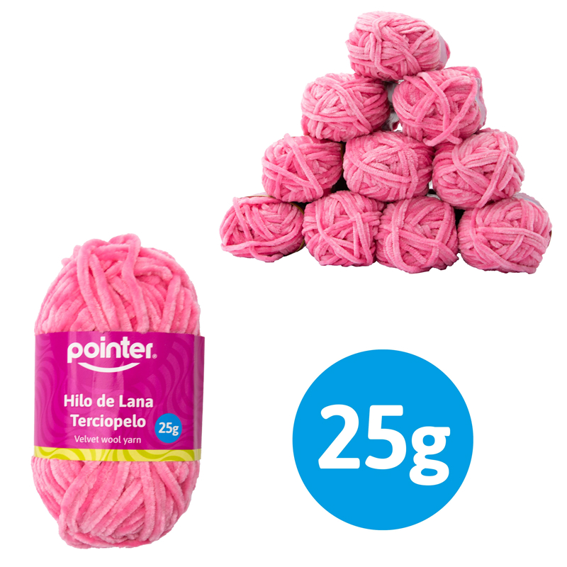 HILO DE LANA PARA MANUALIDADES TERCIOPELO ROSADO - 25GRS