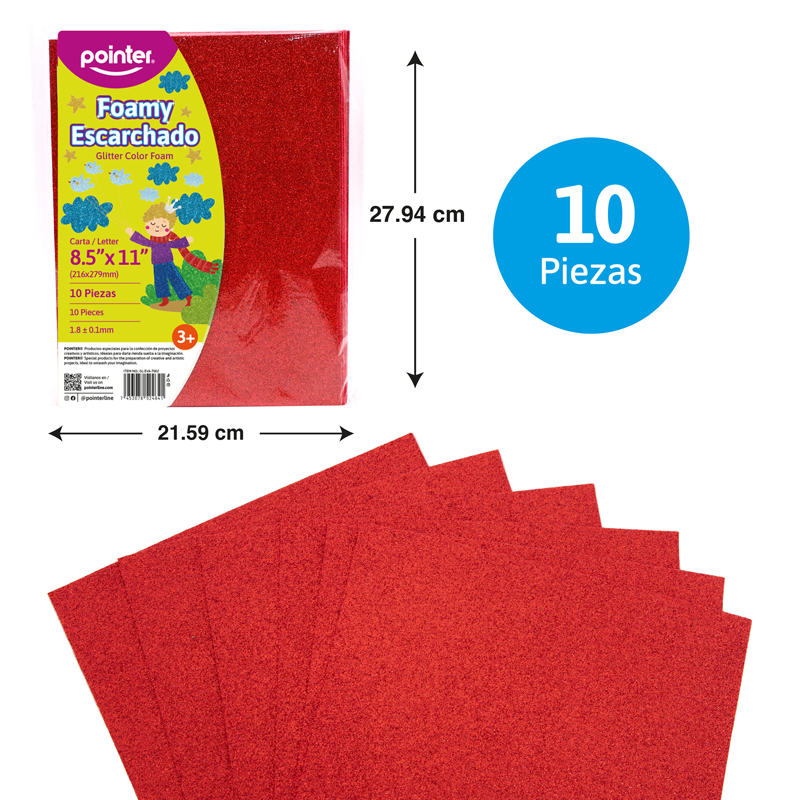 FOAMI ESCARCHADO ROJO CARTA (20X30CM)