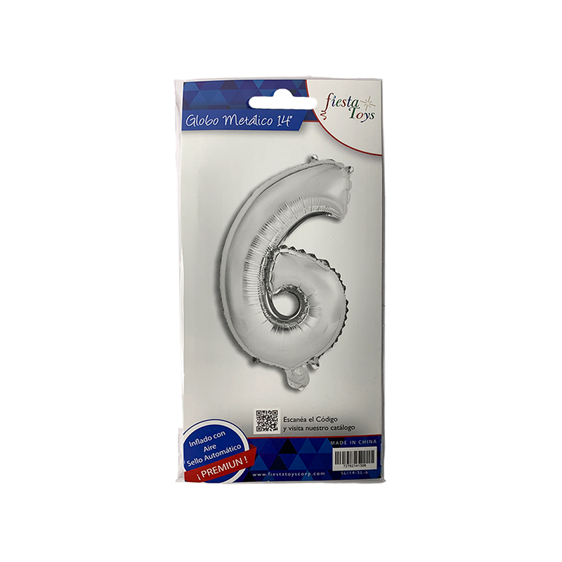 GLOBO METALICO 14" PLATA N 6