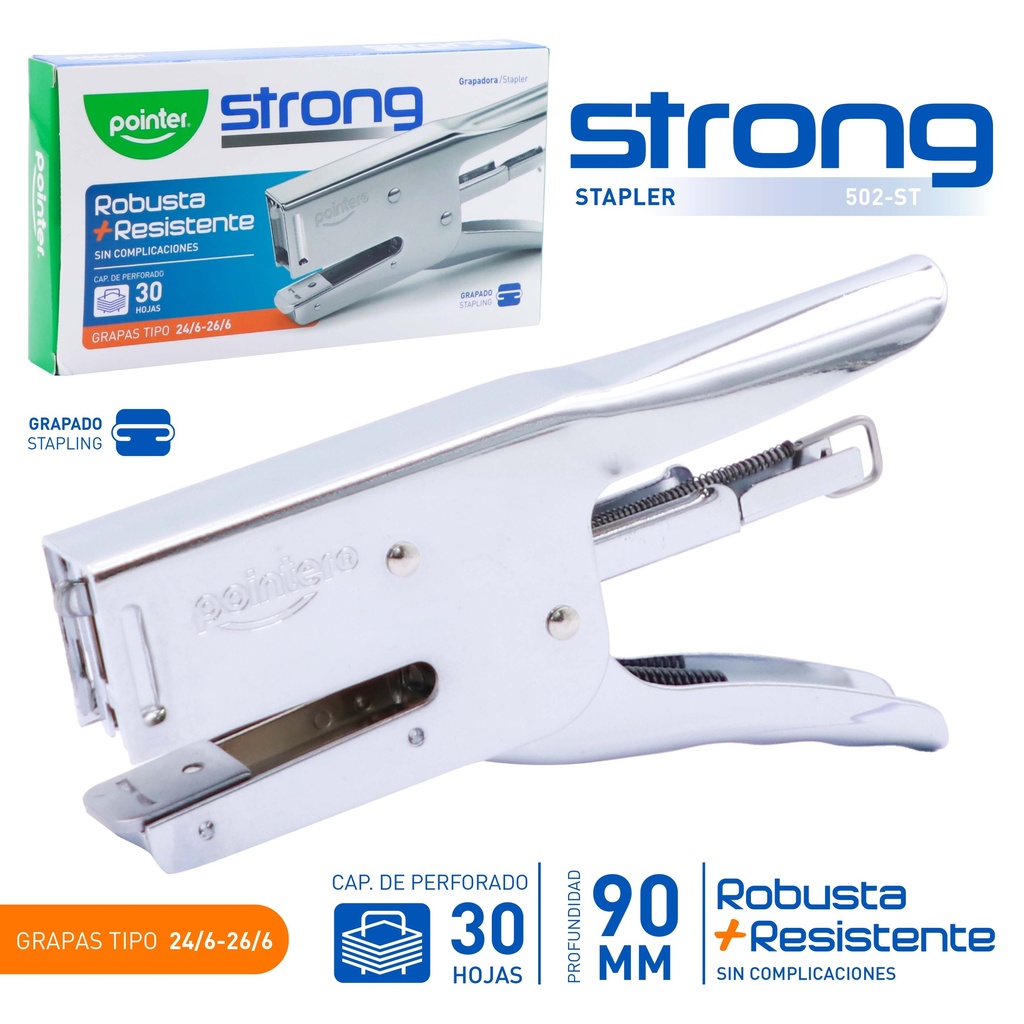 GRAPADORA DE PINZA METALICA - 30 HOJAS