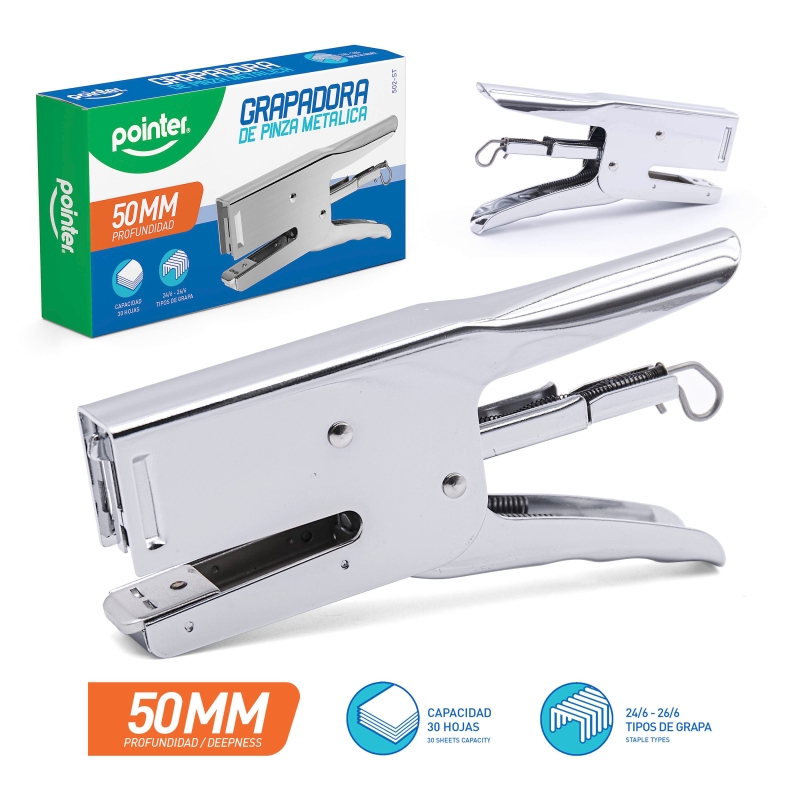 GRAPADORA DE PINZA METALICA - 30 HOJAS