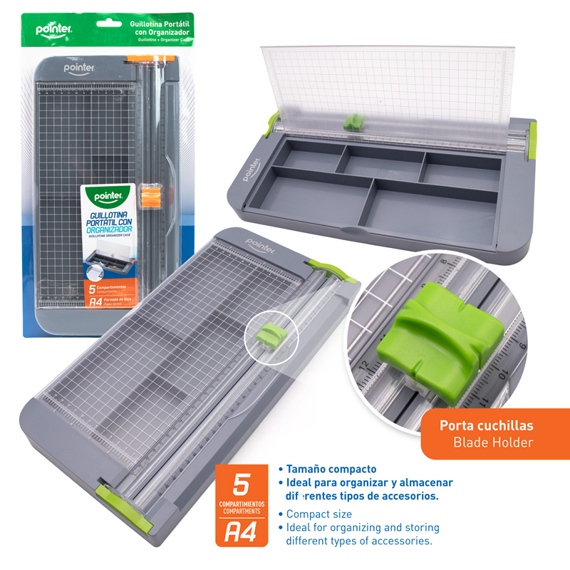 GUILLOTINA PORTATIL CON ORGANIZADOR A4