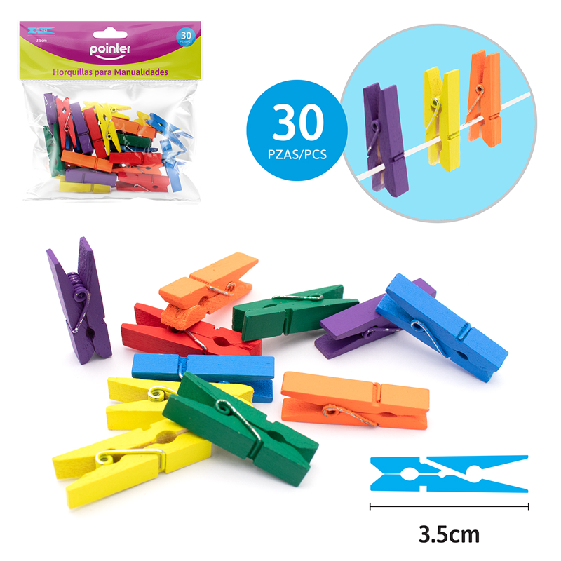 HORQUILLAS DE COLORES PARA MANUALIDADES - 3.5CM x30PZAS