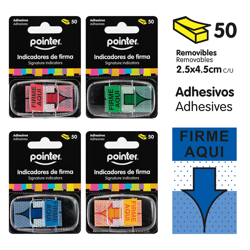 INDICADORES DE FIRMA - 2.5 x 4.5CM x50UND