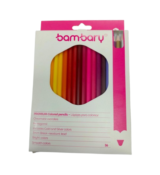 LAPICES DE COLORES HEX 36 UND (DORADO+PLATEADO)
