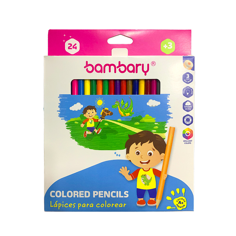 LAPICES DE COLORES RED 24 UND 7" X3.0 MM CJA