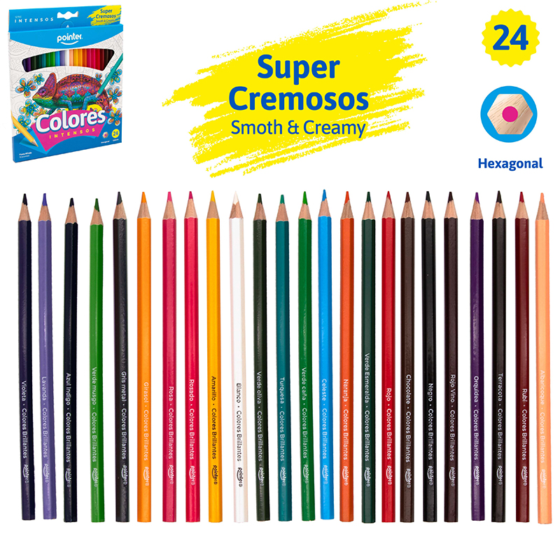 LAPICES DE COLORES x24PZS - INTENSOS CUERPO HEXAGONAL