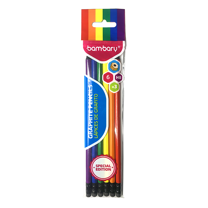 LAPICES DE GRAFITO HEXAGONAL ESPECIAL LOVE WINS X6