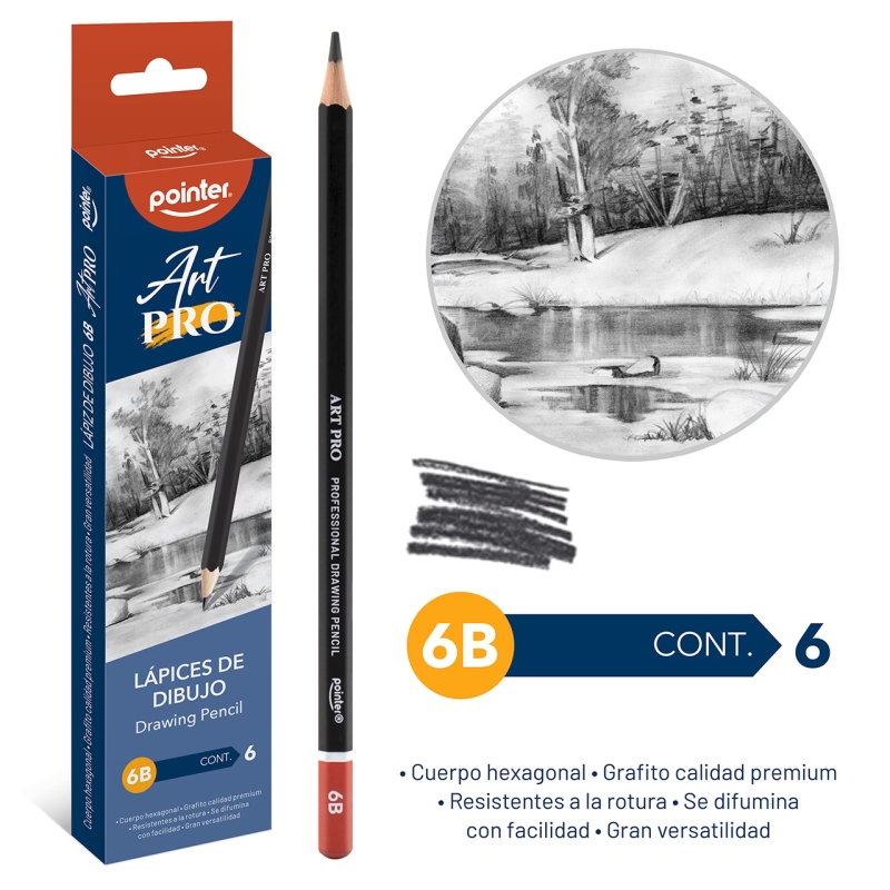 LAPICES DE DIBUJO ART PRO 6B x6PZAS