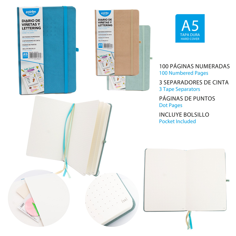 DIARIO DE VIÑETAS Y LETTERING 200 HOJAS AMARILLAS DE PUNTOS