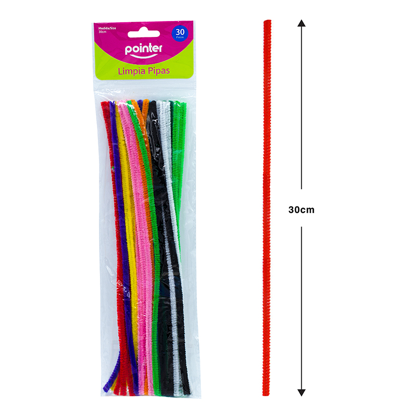 LIMPIA PIPAS DE COLORES SURTIDOS - 30CM x30PZAS