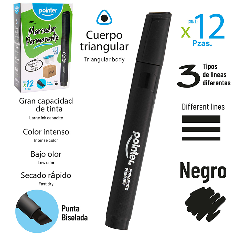 MARCADOR PERMANENTE x 12 PZAS.